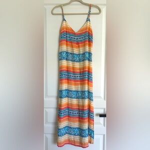 Kenny Flowers Orange Striped Sundress Maxi S